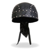 Hot Leathers studded leather headwrap doo rag with metal stud accents, stylish and durable for motorcycle riders.