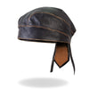 Hot Leathers Brown Rub-Off Seam Leather Headwrap for DOO RAGS, featuring stitched seam design and durable leather material.