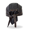 Hot Leathers HWL1008 Brown Rub-Off Seam Leather Headwrap, DOO RAGS style, featuring textured leather with seam detailing.