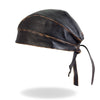 Hot Leathers Brown Rub-Off Seam Leather Headwrap from DOO RAGS collection, featuring leather construction and seam detailing.