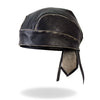 Hot Leathers Grey Rub-Off Seam Leather Headwrap from DOO RAGS collection, featuring textured leather with seam detail.