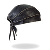 Hot Leathers Grey Rub-Off Seam Leather Headwrap for DOO RAGS, featuring textured leather with seam detail and adjustable fit.