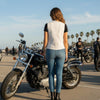 Women’s Leather Motorcycle Vest – Utility-Pocket Biker Club Style for Harley Riders, USA | HL14501White