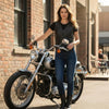 Women’s Soft Black Leather Motorcycle Vest with Utility Pockets | HL14500BLACK