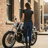 Women’s Soft Black Leather Motorcycle Vest with Utility Pockets | HL14500BLACK