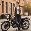 HL14850SPT Plain Black Womens Motorcycle Vest | Motorcycle Vest for Ladies Basic Gun Pocket - HighwayLeather