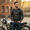 BLACK HL11649BLACK Heavy Metal Rocker Biker Waistcoat Motorcycle Leather Vest - HighwayLeather