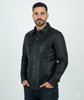 HL10403BLACK Leather motorcycle lightweight shirt - western biker club soft leather shirt - HighwayLeather