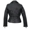 Hot Leathers ladies braided motorcycle leather jacket, women's jacket with stylish braided details and fitted design.