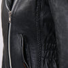 Hot Leathers women's braided leather motorcycle jacket, stylish black motorcycle jacket with detailed braiding and classic fit.