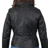Hot Leathers ladies braided motorcycle leather jacket, women's leather jacket with braided design, rugged style, and detailed stitching.