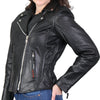 Hot Leathers Ladies braided motorcycle leather jacket for women, stylish black leather jacket with braided details, casual and edgy design
