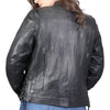 Hot Leathers ladies lace-up leather jacket with sleeves, stylish women's jacket, black leather, detailed stitching, casual and edgy fashion