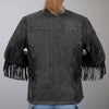 Hot Leathers JKL1028 Ladies Black Studs and Fringe Leather Jacket with Deep Utility Pockets