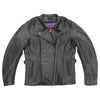 Hot Leathers women's black leather jacket with vented side snaps, stylish and fitted for a modern look.