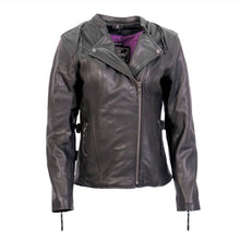 Hot Leathers JKL1032 Ladies Black Leather Jacket with Vented Side Snaps