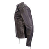 Black leather women's jacket by Hot Leathers featuring vented side snaps and classic biker style.