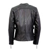 Black leather women's jacket by Hot Leathers with vented side snaps, stylish and fitted for a sleek look.