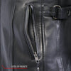 Black leather women’s jacket from Hot Leathers with vented side snaps, featuring a stylish and fitted design.