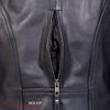 Hot Leathers women's black leather jacket with vented side snaps, stylish and fitted for a trendy look.
