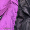 Black leather women's jacket by Hot Leathers with vented side snaps, stylish and fitted design.