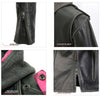 Hot Leathers women's black leather jacket with removable hoodie, stylish women’s jacket featuring a sleek design and versatile style.