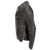 Black leather women’s motorcycle jacket by Hot Leathers with plaid flannel lining and classic design.