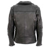 Hot Leathers women's black leather motorcycle jacket with plaid flannel lining, stylish and durable MC jacket for women.