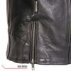 Hot Leathers women's black leather motorcycle jacket with plaid flannel lining, featuring classic design and high-quality craftsmanship.
