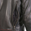 Hot Leathers women's black leather motorcycle jacket with plaid flannel lining, featuring a stylish and durable design.
