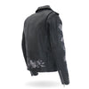 Black Women's Motorcycle Leather Jacket by Hot Leathers with rose embroidery, featuring a stylish and edgy design.