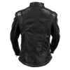 Back view of Hot Leathers Women's Pristine Black Motorcycle Leather Jacket, premium USA-made leather, stylish women's jacket.