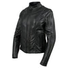 Hot Leathers Women's Pristine Black Leather Motorcycle Jacket, front and side view showcasing premium quality and stylish design.