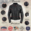 Hot Leathers Women's Pristine Black Motorcycle Leather Jacket with premium leather and stylish design, USA made.