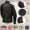Back view of Hot Leathers Women's Serene Black Leather Jacket with clean cut design and detailed stitching.