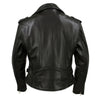 Milwaukee Leather Women's black 'The Flaunt' classic motorcycle leather jacket, view of back showing stylish design and premium craftsmanship.