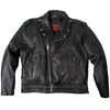 Hot Leathers men's motorcycle leather jacket with zip-out lining, classic design, black leather, and front zipper detail.