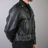 Hot Leathers Classic men's motorcycle leather jacket with zip-out lining, shown with front view and detailed stitching.