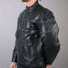 Men's leather vented scooter jacket by Hot Leathers with reflective piping and front zipper, shown in black.