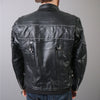 Men's leather vented scooter jacket by Hot Leathers with reflective piping, shown with front view and detailed stitching.