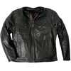 Men's black leather motorcycle jacket by Hot Leathers with double piping, featuring a classic design and durable craftsmanship.