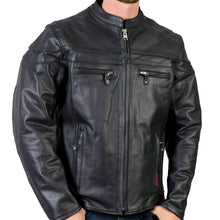Hot Leathers JKM1011 Men's Black Leather Motorcycle Jacket with Double Piping