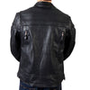 Men's black leather motorcycle jacket with double piping by Hot Leathers, featuring a sleek design and classic biker style.