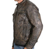 Men's distressed brown leather jacket by Hot Leathers with inside storage pockets, featuring rugged style and classic design.