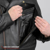 Hot Leathers JKM1022 Mens Motorcycle Leather Jacket with a Deep Utility Pocket