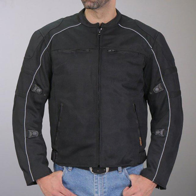 Hot Leathers JKM1024 Men’s Black All Weather Armored Nylon Jacket with Utility Pocket
