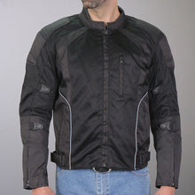 Hot Leathers JKM1025 Menâ€™s Black Armored  Nylon Mesh Jacket with Reflective Piping and Concealed Carry Pocket