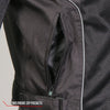 Hot Leathers JKM1025 Men’s Black Armored Nylon Mesh Jacket with Reflective Piping and Utility Pocket