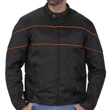 Hot Leathers JKM1026 Menâ€™s Black Nylon Jacket with Orange Reflective Trim