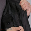 Men's black nylon jacket by Hot Leathers with orange reflective trim, featuring a casual fit and front zipper closure.